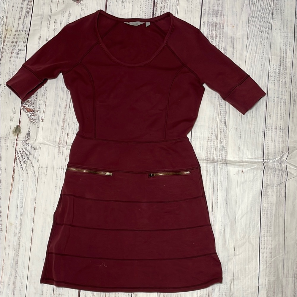 Athleta Red Peplum Sheath Dress 3/4 Raglan Sleeves